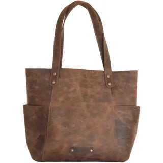 Boho Brown Genuine Leather Tote bag Handbag