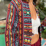 Deep pocket shot of cotton boho long trench coat unisex design