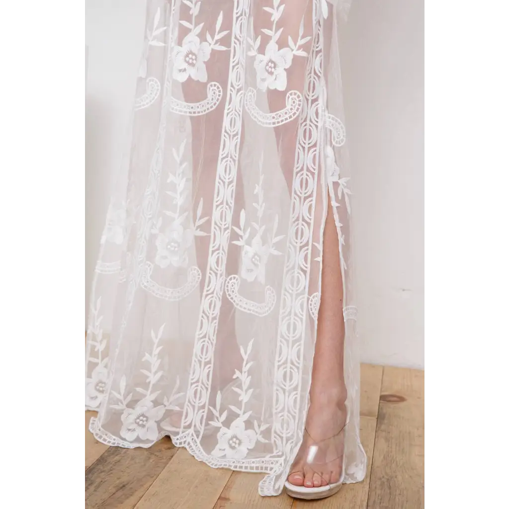 Boho Lace Bralette Side Slit Maxi Dress