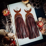 Boho Moon Earrings - Copper/Leather