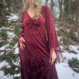 1970s style velvet boho maxi dress for women