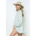 Boho Solid Lace Ruffle Tunic Top