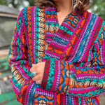 Double-layered cotton design of boho festival trench coat