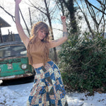 Western cowgirl fringe crop top paired with boho patchwork pants