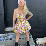 Floral Print Bubble Skirt Mini Dress