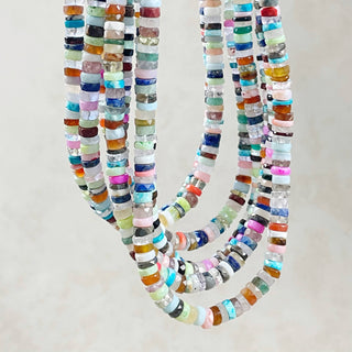 Chunky Multi Gemstone Heishi Beaded Necklace