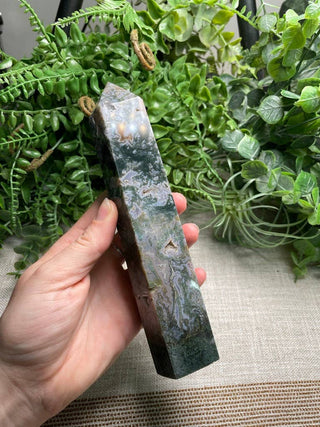 Large Moss Agate Tower