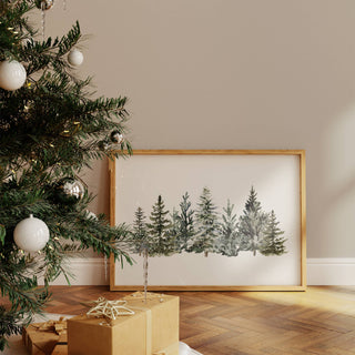 Vintage Christmas Wall Art Print | Winter Trees