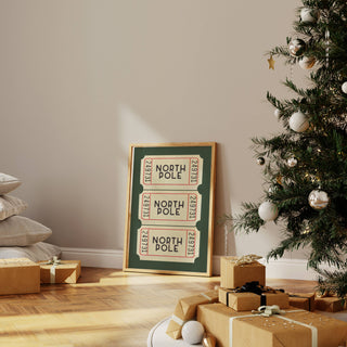 Christmas Wall Art Print | North Pole Ticket Green