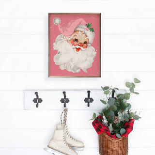 Retro Santa Art Print - Pink