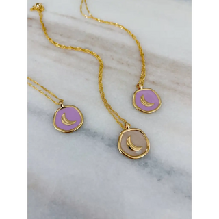 Pendant Necklace 14K Gold Plated Moon Jewelry - Lilac