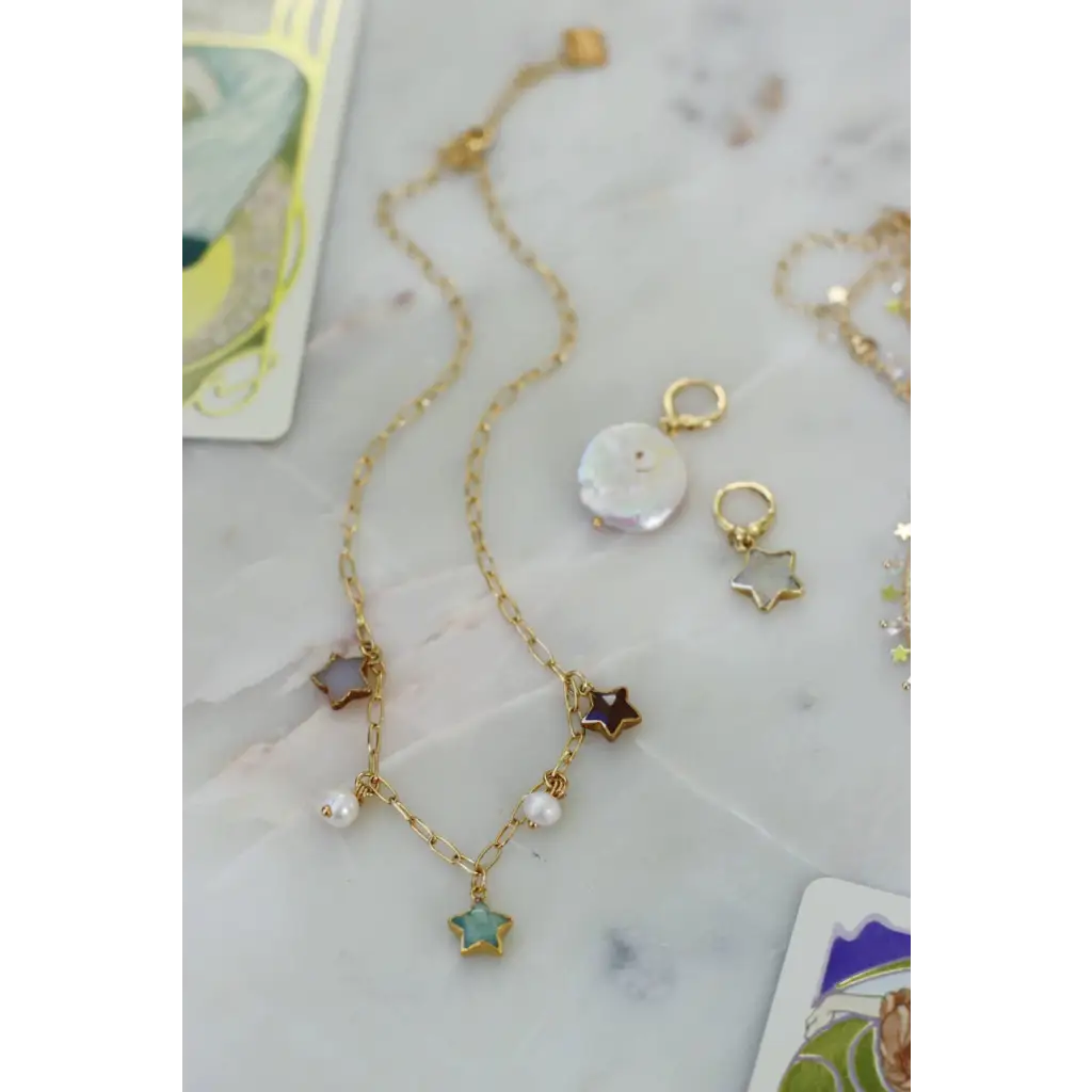 Carolina Benoit - Star And Pearls Necklace Charm Gold