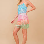 Mini Disco Dress - Sequin Metallic Fringe