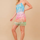 Mini Disco Dress - Sequin Metallic Fringe