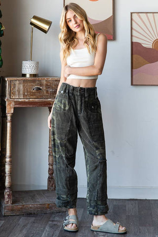 Washed Camouflage Corduroy Pants