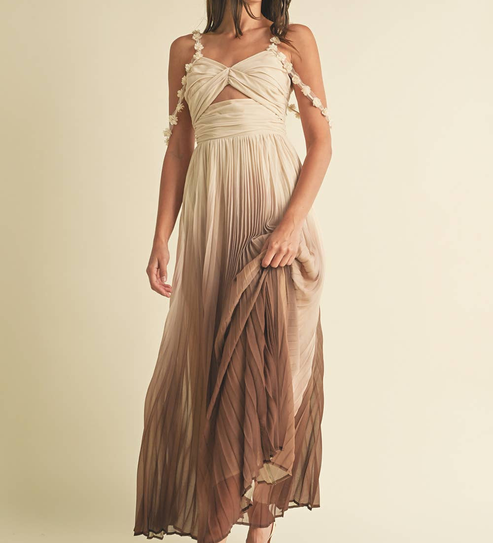 Ombre Pleated Maxi Dress