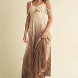 Ombre Pleated Maxi Dress