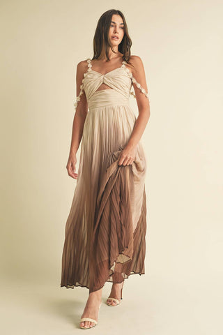 Ombre Pleated Maxi Dress