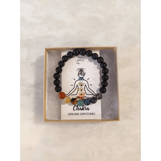 Chakra Gemstone Bracelet with Lava Rock Diffuser Beads - The Boho Depot