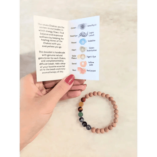 Chakra Gemstone Bracelet with Rosewood Diffuser Beads