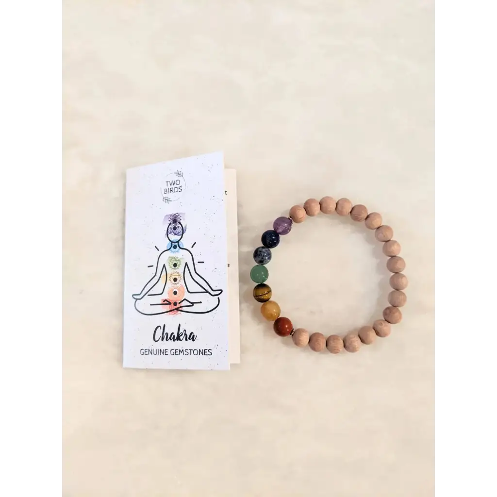 Chakra Gemstone Bracelet with Rosewood Diffuser Beads