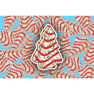 Christmas Tree Cake Sticker - Little Debbie Snack - 3”