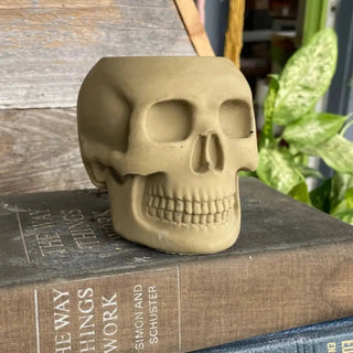 Concrete Skull Planter - Forest