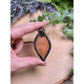 Garnet Leaf Necklace - The Boho Depot