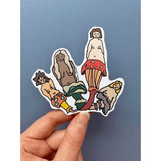 Cottagecore Mushroom Fairies Body Inclusive Sticker - The Boho Depot