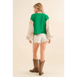Cotton Jersey Varsity Floral Crop Top