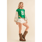 Cotton Jersey Varsity Floral Crop Top