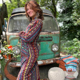 Woven handmade hippie boho trench coat with double layers