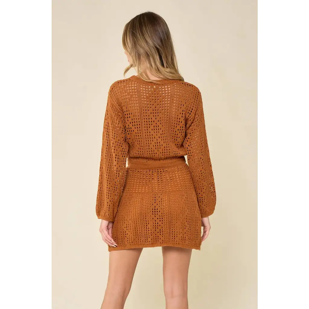 Crochet Sweater Dress - Camel