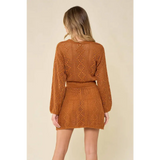 Crochet Sweater Dress - Camel