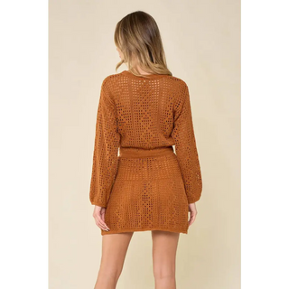 Crochet Sweater Dress - Camel