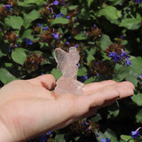 Hand-carved rose quartz crystal fairy carving figurine, 5cm tall