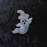 Indian moss agate ghost carving for grounding and abundance.