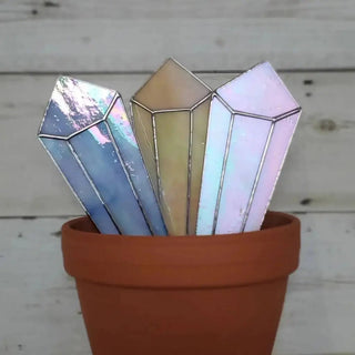 Stained Glass Plant Stake - Crystal - Brown Iridescent