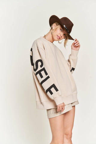 Printed Oversized Sweatshirt - Be Yourself