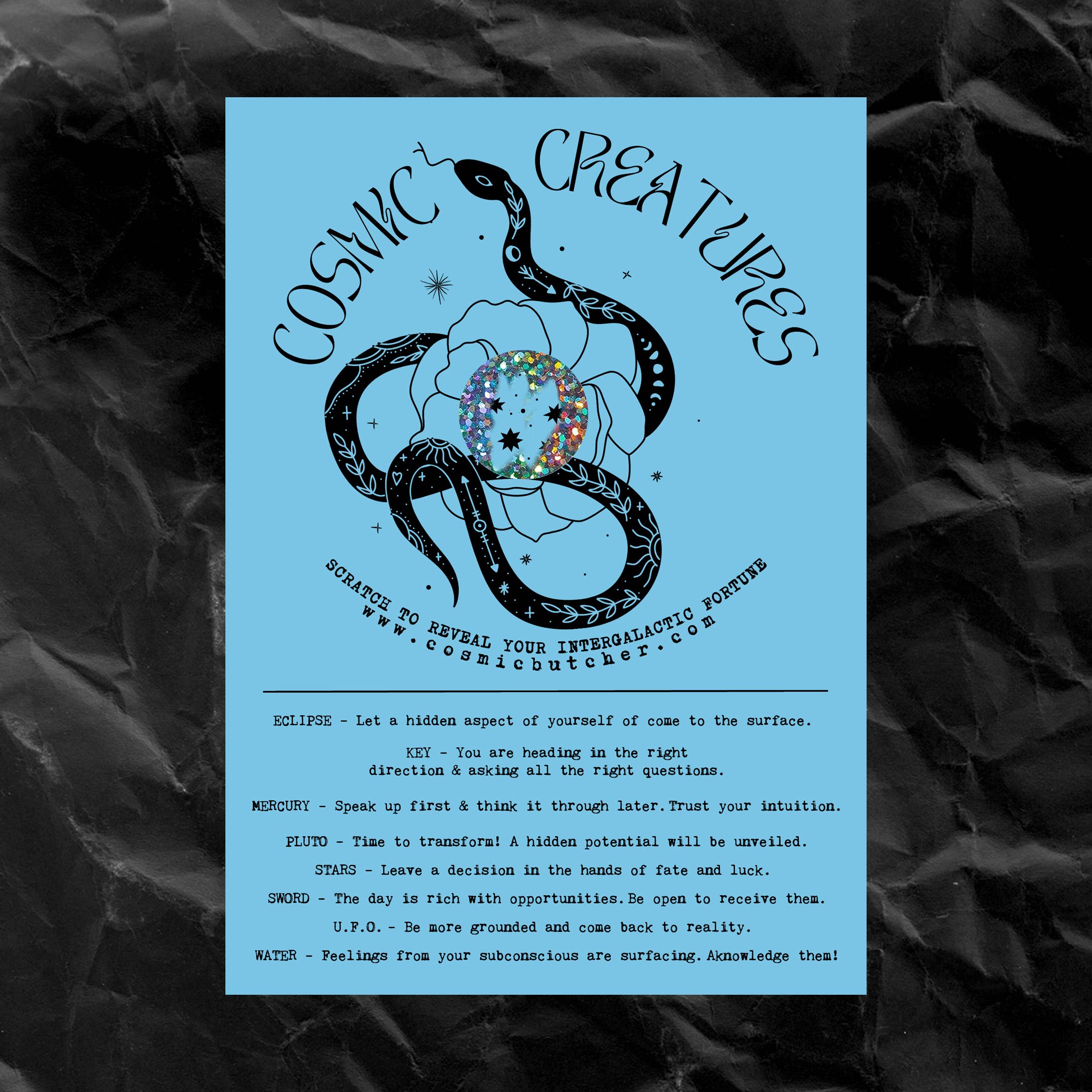 Scratch Off Fortune Card "Cosmic Creatures" (Snake)