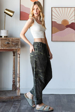 Washed Camouflage Corduroy Pants