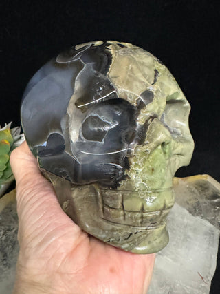 Rare Green & Red Uv Reactive Volcanic Agate Skull