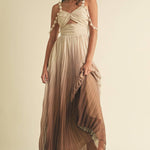 Ombre Pleated Maxi Dress