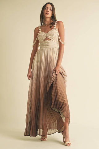 Ombre Pleated Maxi Dress