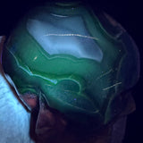 Rare Green & Red Uv Reactive Volcanic Agate Skull