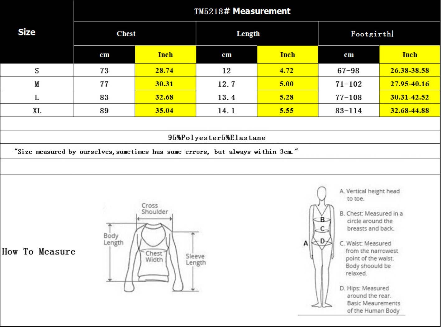 The sizing chart for the Bohemian Crisscross Halter Bralette Top.