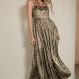 Metallic Corset Maxi Dress