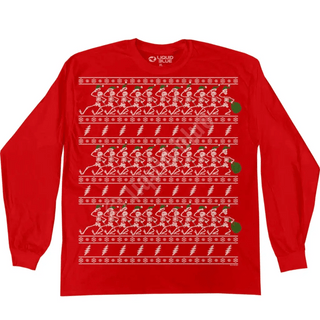 Dancin Skeletons Xmas Sweater Red Long Sleeve T-Shirt