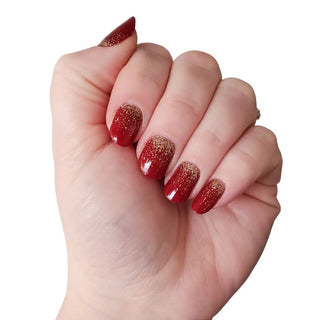 Deep Red Gold Glitter Christmas Holiday Nail Wraps - The Boho Depot