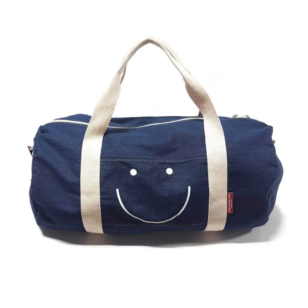 Denim Duffle Bag - Happy Face - The Boho Depot